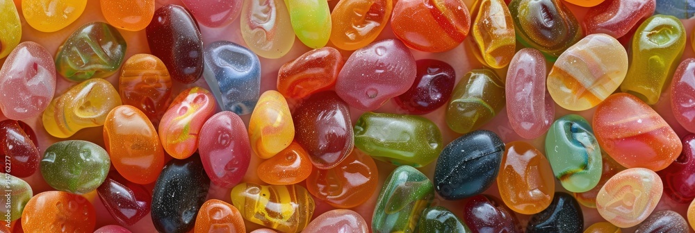 Poster delicious vibrant jelly beans in a variety of shapes perfect for adding a pop of color to a candy di