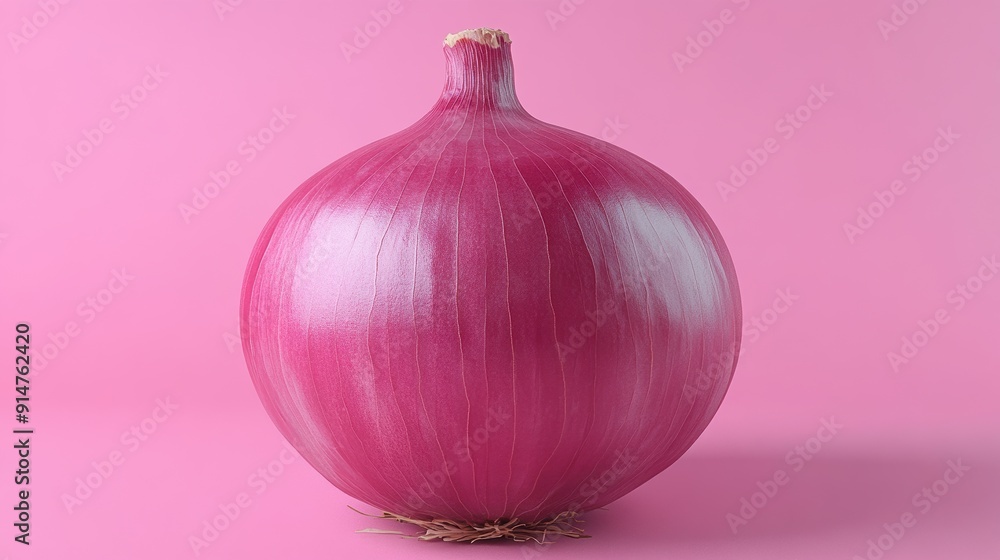 Canvas Prints Vibrant Pink Onion on Soft Pink Background