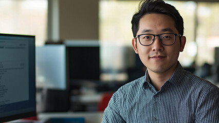 Obraz premium young business man working in office