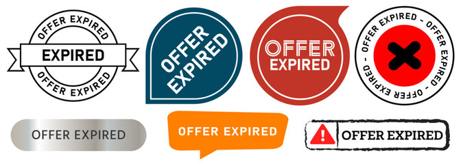 Obraz premium offer expired due time promo advertise quality deadline expiration stamp icon design collection