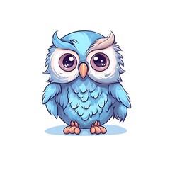 Fototapeta premium Cute Blue Owl Illustration