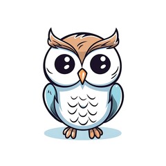 Fototapeta premium Cartoon Owl With Large Eyes and Feathery Wings