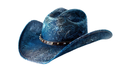 Blue cowboy hat on transparent background