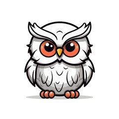 Fototapeta premium A Cartoon White Owl With Orange Eyes and Feet