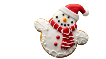 Christmas snowman cookie on transparent background