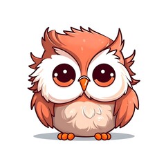 Fototapeta premium Cute Cartoon Owl Illustration With Large Eyes