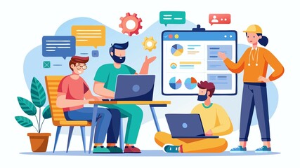 Fototapeta premium Web Developers are at the forefront of technological innovation, constantly adapting to new trends and technologies to create dynamic, interactive, and user-friendly websites and web applications.