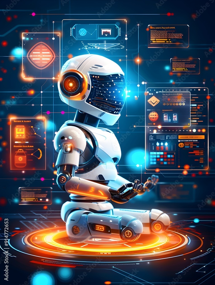 Poster robot with holographic interface.