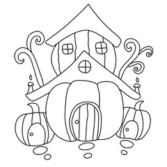 Outline ghost house halloween