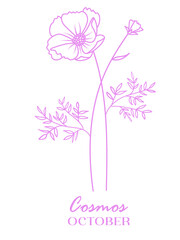 Naklejka premium October Purple Birth Flower Vector