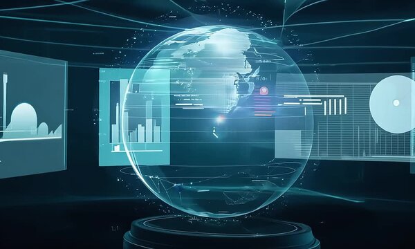 Futuristic Digital Interface and Data Analysis
