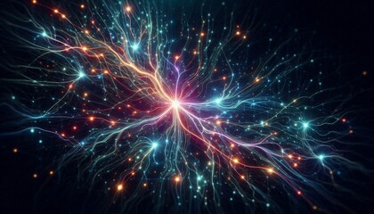Neon Neurons: Flashing lights representing neural activity.
