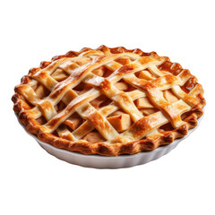 A pie with a lattice crust and a golden brown top