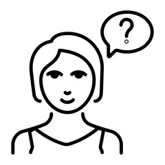 A character based question icon in line style