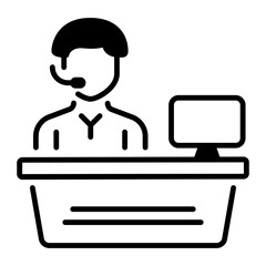 An outline style icon of help desk 