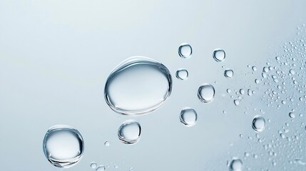 water drops of transparent gel serum on gray background : Generative AI