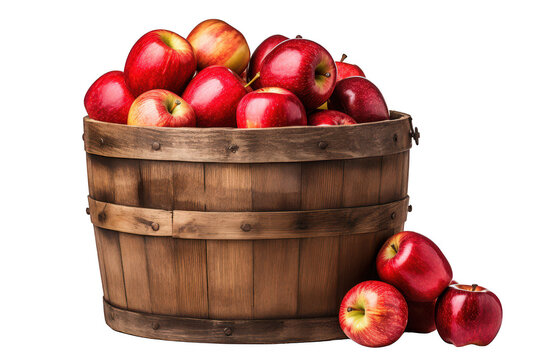 A basket full of apples is sitting on a white background