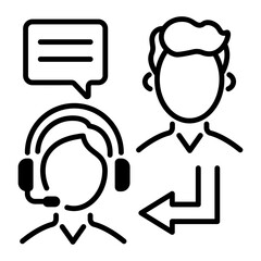 A linear style icon of client support 