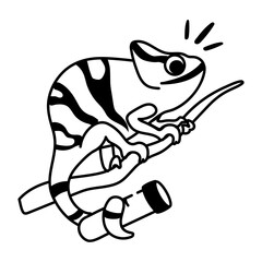 Herpetology icon designed in doodle style 