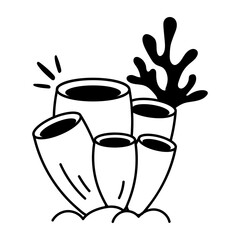 Coral sponges icon designed in doodle style 