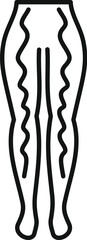Line icon of a woman's legs wearing compression stockings for treatment of varicose veins