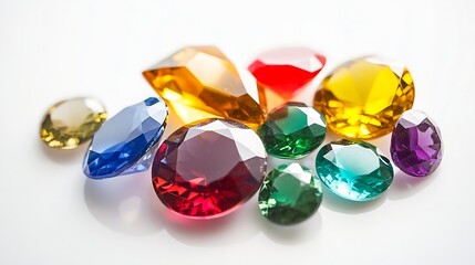 Bright gems onJewel or gems isolated on white background Collection of many different natural gemstones a white backgroundNatural Sapphire gemstone Jewel or gems on black shine color C : Generative AI