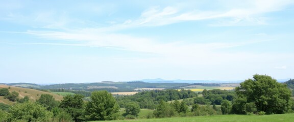 Rolling Green Hills and Blue Skies.