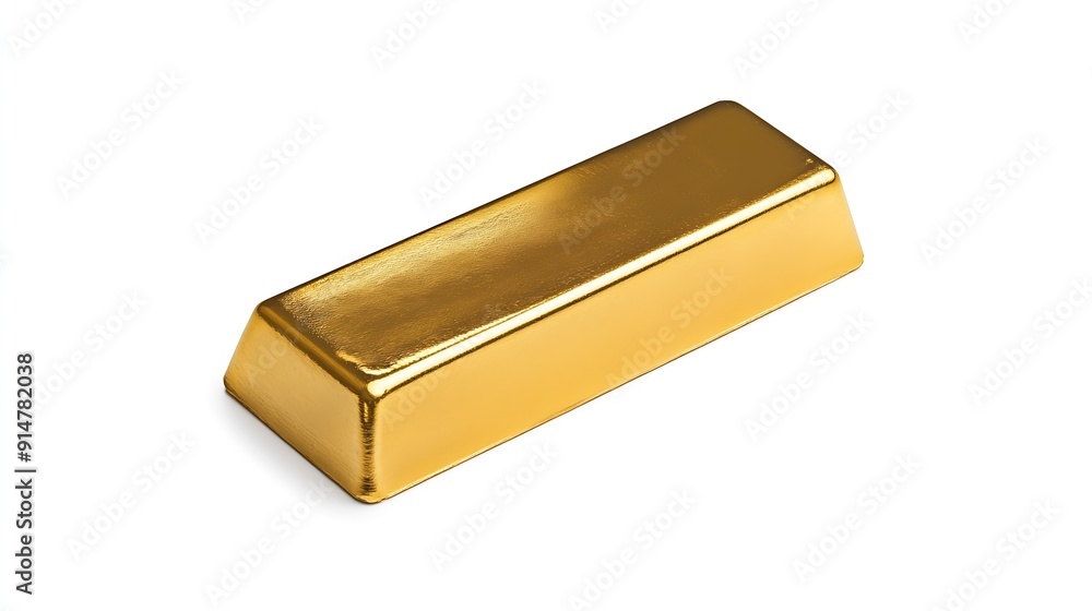 Poster gold bar isolated on white background with clipping path : generative ai