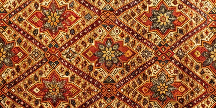 Traditional Indonesian batik fabric with intricate geometric patterns, batik, fabric, textile, Indonesian, traditional