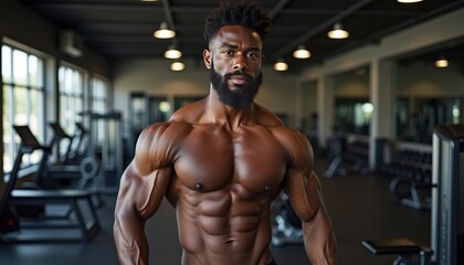 Muscular Man in Gym.