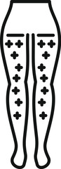 Simple outline icon of woman legs wearing modern fashion tights with crosses print
