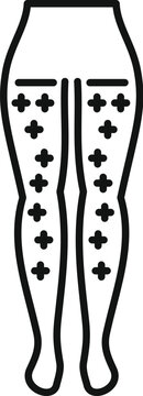 recommend clip art: Simple outline icon of woman legs wearing modern fashion tights with crosses print