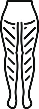 Line icon of a woman wearing compression stockings to prevent varicose veins