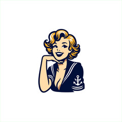 simple illustration of pinup girl navy sailor Marine