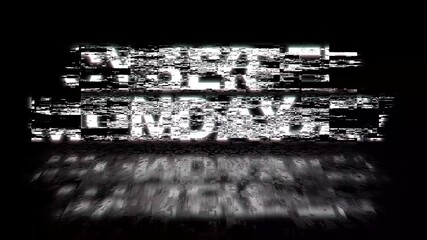 cyber monday glitch animated text glitch cyber monday neon sale offer bg background old tv bad tv 4k looping - Powered by Adobe