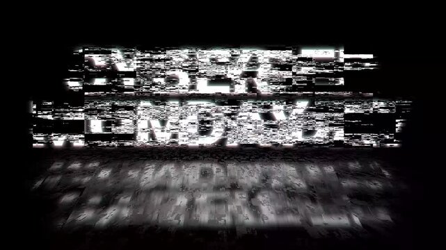 cyber monday glitch animated text glitch cyber monday neon sale offer bg background old tv bad tv 4k looping - Powered by Adobe