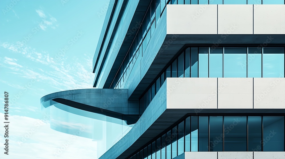 Poster modern office building architectural detail of modern building business concept of successful indust