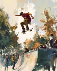 Floating Grace: USA Men's Park Skateboarding in Serene Surroundings