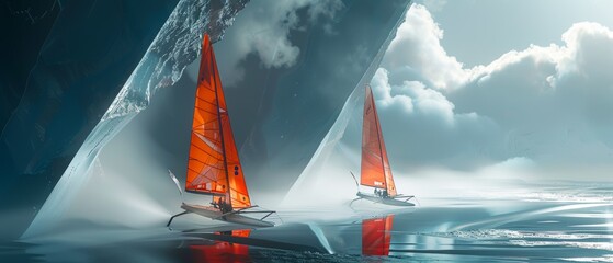 Futuristic 49er FX Women's Sailing Competition in New Zealand Colors
