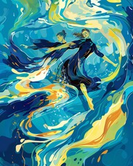 Graceful Ukrainian Artistic Swimmers in a Harmonious Mixed Duet