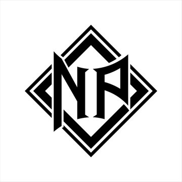 recommend clip art: NP Letter logo with abstract shield shape with square black outline on white background design
