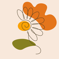 Sunflower illustration one-line art