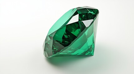 Big Emerald Gemstone on White Background : Generative AI