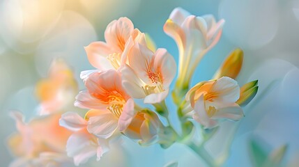 Naklejka premium Delicate Pastel Flowers Blooming in Soft Light