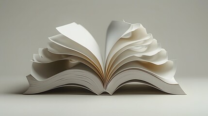 4. A minimalist image with a white background featuring a single open book, positioned in the center