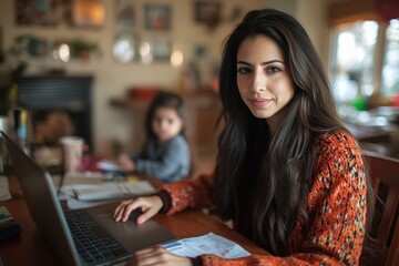 Multitasking Mother on Video Call While Working from Home.