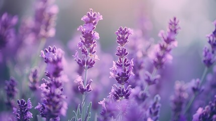 Purple Lavender Blossoms in a Field