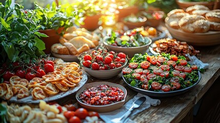 Fototapeta premium Summer Dinner Party, Capturing The Essence Of Togetherness