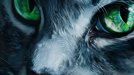 Close-Up of a Cat's Green Eye