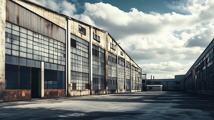 Obraz premium Large heavy industrial factory building exterior : Generative AI